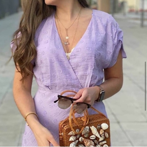NWT Zara Cap Sleeved Lightweight Flowy V-Neck Draped Purple Maxi Dress Size XS - Picture 11 of 15